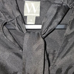 Worthington Black long sleeve neck tie blouse Small